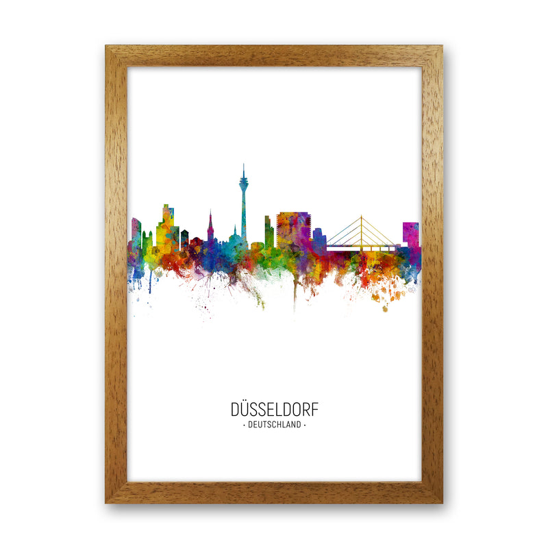 Dusseldorf Germany Skyline Portrait Art Print by Michael Tompsett Oak Grain