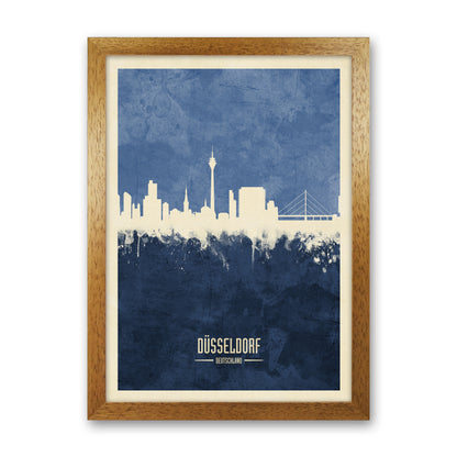 Dusseldorf Germany Skyline Portrait Navy Art Print by Michael Tompsett Oak Grain