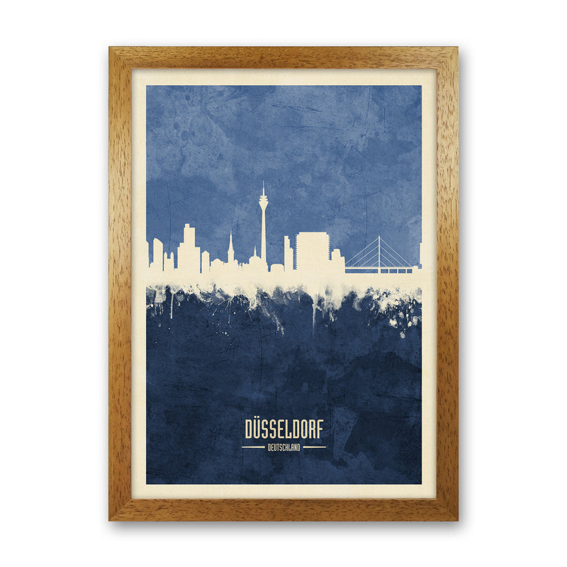Dusseldorf Germany Skyline Portrait Navy Art Print by Michael Tompsett Oak Grain