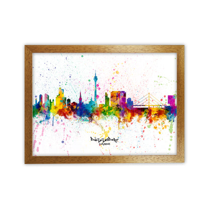 Dusseldorf Germany Skyline Splash Art Print by Michael Tompsett Oak Grain