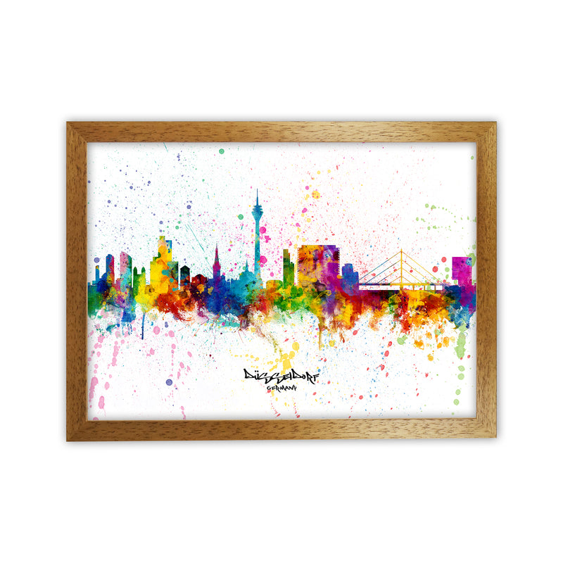 Dusseldorf Germany Skyline Splash Art Print by Michael Tompsett Oak Grain