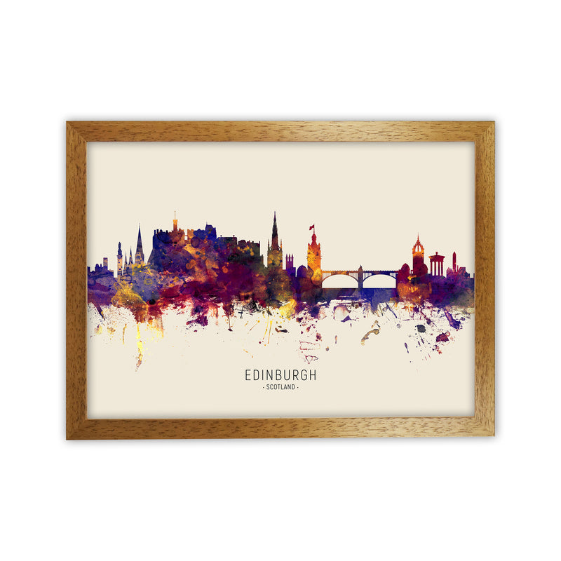 Edinburgh Scotland Skyline Autumn City Name Art Print by Michael Tompsett Oak Grain