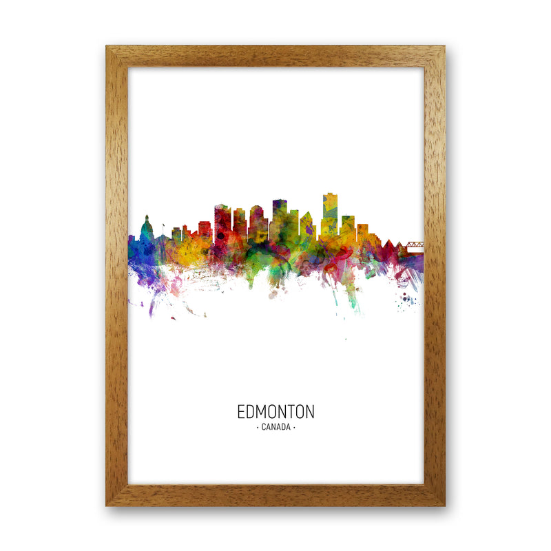 Edmonton Canada Skyline Portrait Art Print by Michael Tompsett Oak Grain