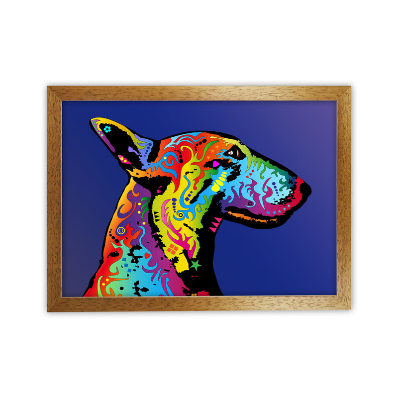 English Bull Terrier Dog Blue Art Print by Michael Tompsett Oak Grain