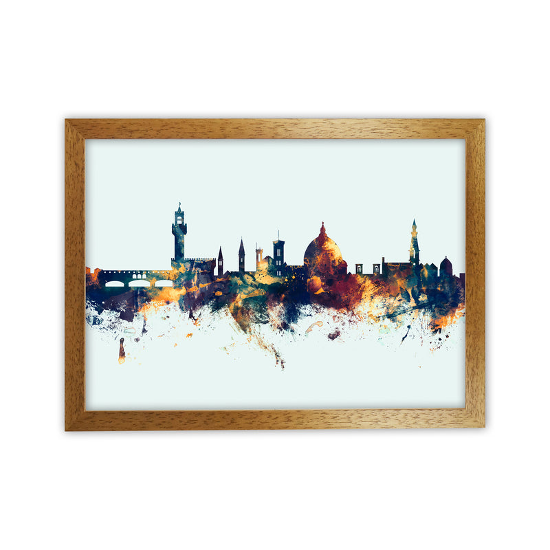 Florence Italy Skyline Blue Orange Art Print by Michael Tompsett Oak Grain