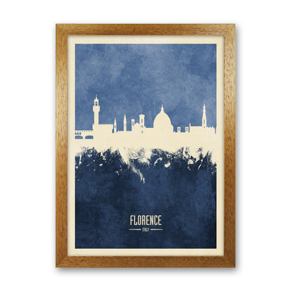 Florence Italy Skyline Portrait Navy Art Print by Michael Tompsett Oak Grain
