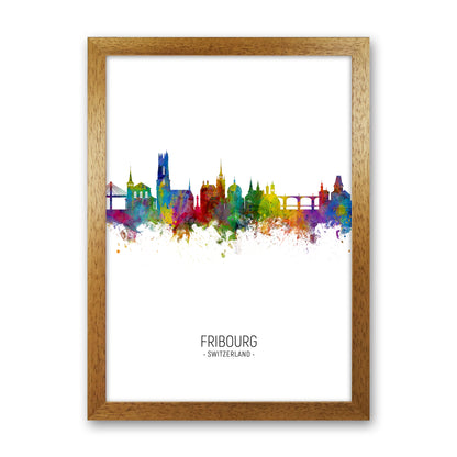 Fribourg Switzerland Skyline Portrait Art Print by Michael Tompsett Oak Grain