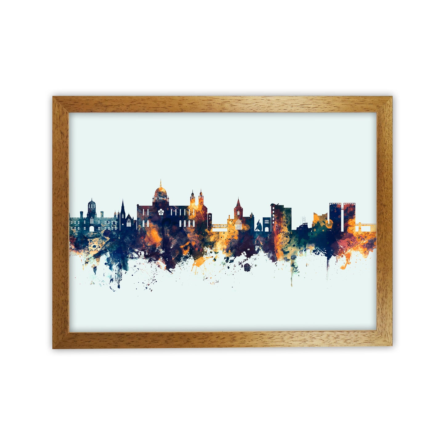 Galway Ireland Skyline Blue Orange Art Print by Michael Tompsett Oak Grain