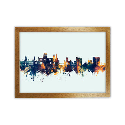 Galway Ireland Skyline Blue Orange Art Print by Michael Tompsett Oak Grain