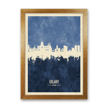 Galway Ireland Skyline Portrait Navy Art Print by Michael Tompsett Oak Grain