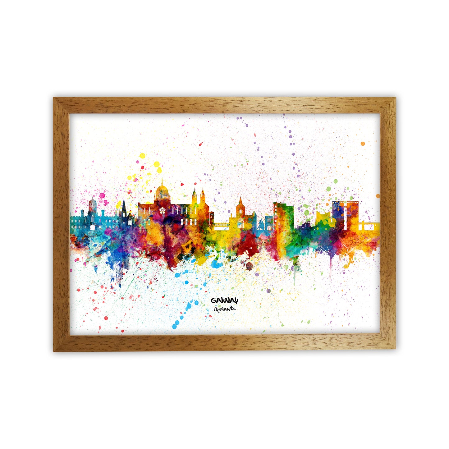 Galway Ireland Skyline Splash Art Print by Michael Tompsett Oak Grain
