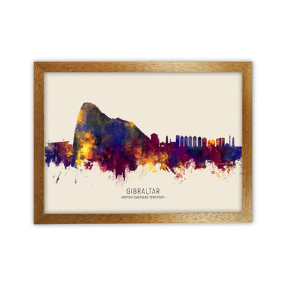 Gibraltar Skyline Autumn City Name Art Print by Michael Tompsett Oak Grain