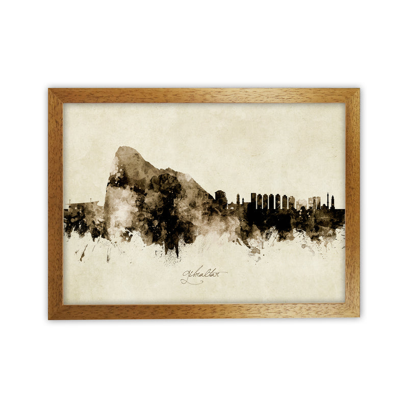Gibraltar Skyline Vintage Art Print by Michael Tompsett Oak Grain