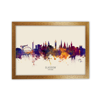 Glasgow Scotland Skyline Autumn City Name Art Print by Michael Tompsett Oak Grain