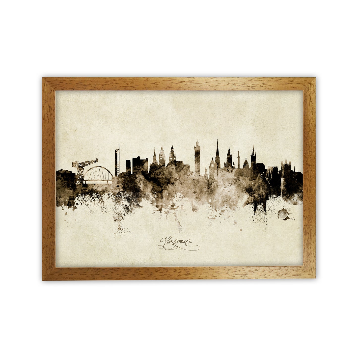 Glasgow Scotland Skyline Vintage Art Print by Michael Tompsett Oak Grain
