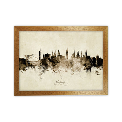 Glasgow Scotland Skyline Vintage Art Print by Michael Tompsett Oak Grain