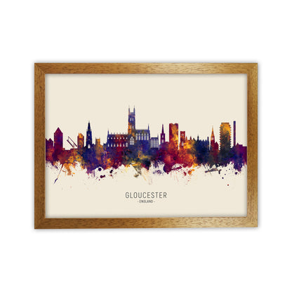 Gloucester England Skyline Autumn City Name Art Print by Michael Tompsett Oak Grain