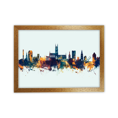 Gloucester England Skyline Blue Orange Art Print by Michael Tompsett Oak Grain