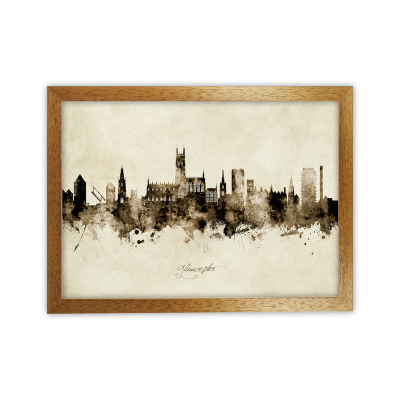 Gloucester England Skyline Vintage Art Print by Michael Tompsett Oak Grain