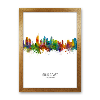 Gold Coast Australia Skyline Portrait Art Print by Michael Tompsett Oak Grain