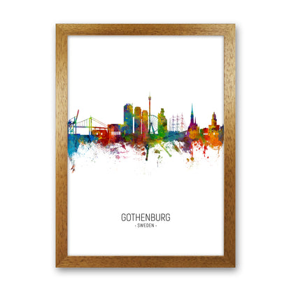 Gothenburg Sweden Skyline Portrait Art Print by Michael Tompsett Oak Grain