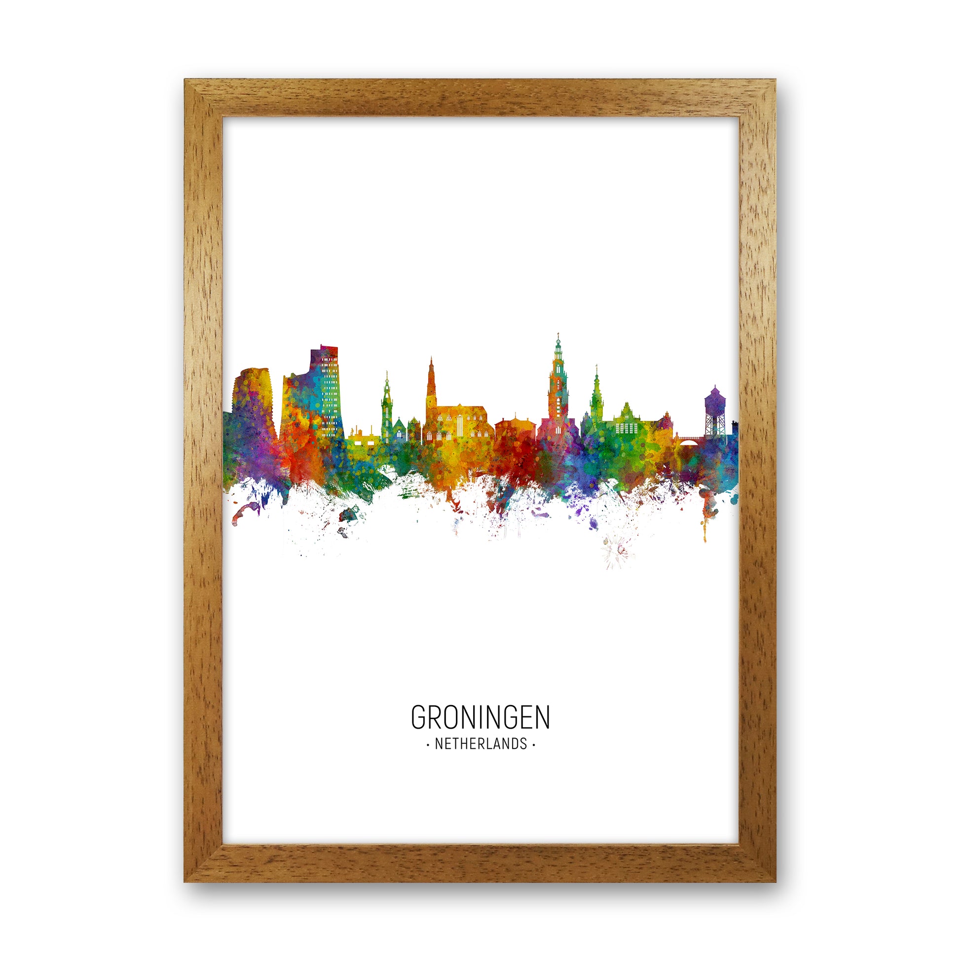 Groningen Netherlands Skyline Portrait Art Print by Michael Tompsett Oak Grain