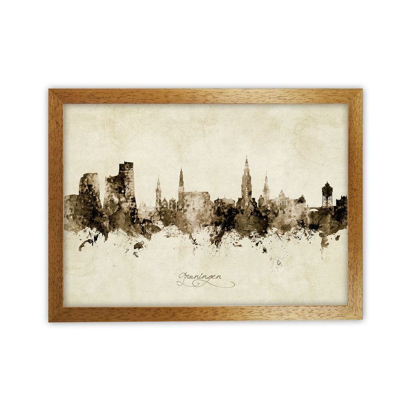 Groningen Netherlands Skyline Vintage Art Print by Michael Tompsett Oak Grain