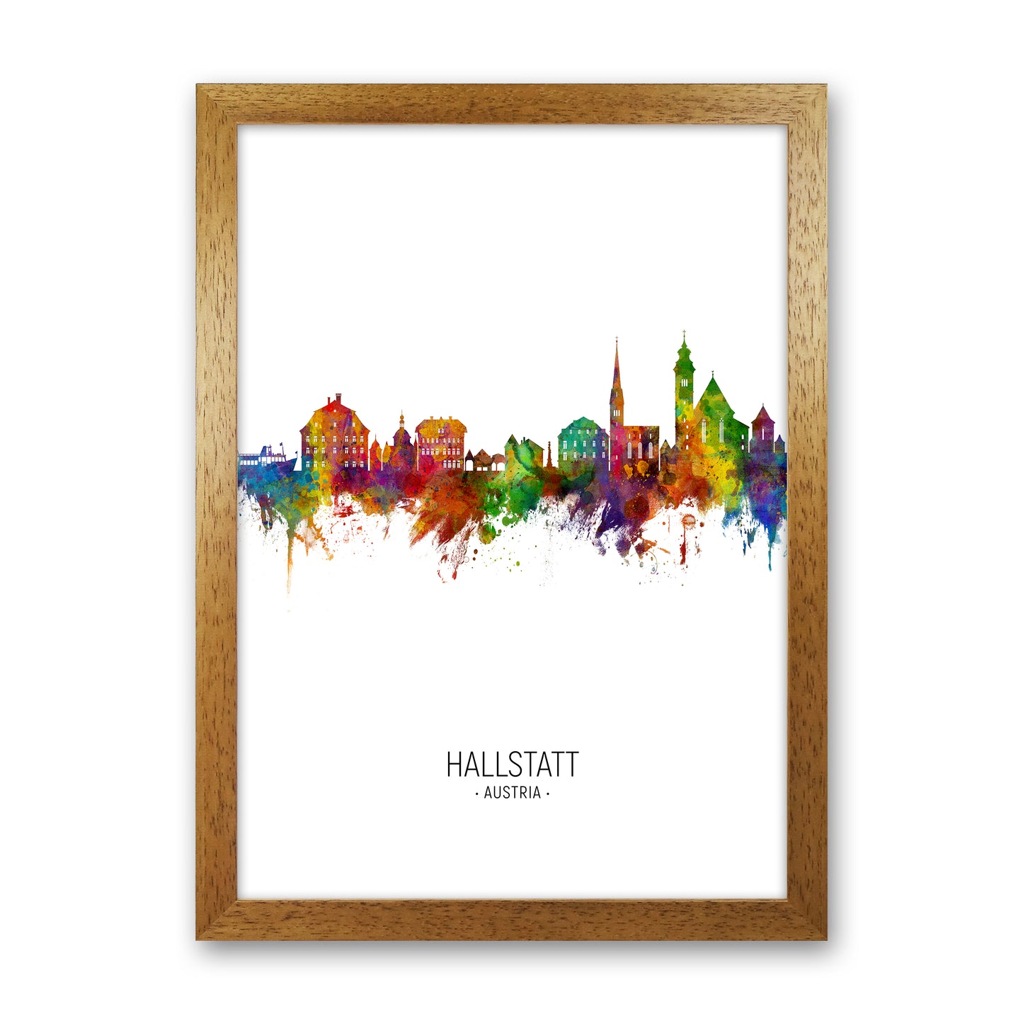 Hallstatt Austria Skyline Portrait Art Print by Michael Tompsett Oak Grain