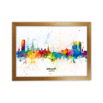 Halmstad Sweden Skyline Splash Art Print by Michael Tompsett Oak Grain