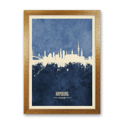 Hamburg Germany Skyline Portrait Navy Art Print by Michael Tompsett Oak Grain
