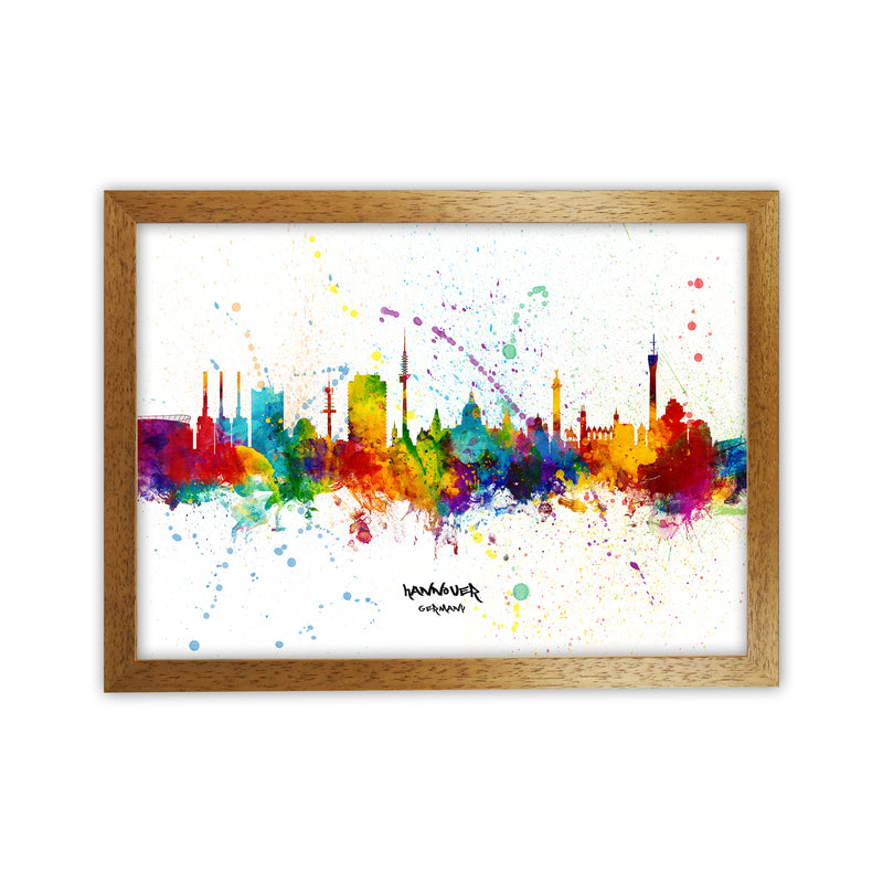 Hannover Germany Skyline Splash Art Print by Michael Tompsett Oak Grain