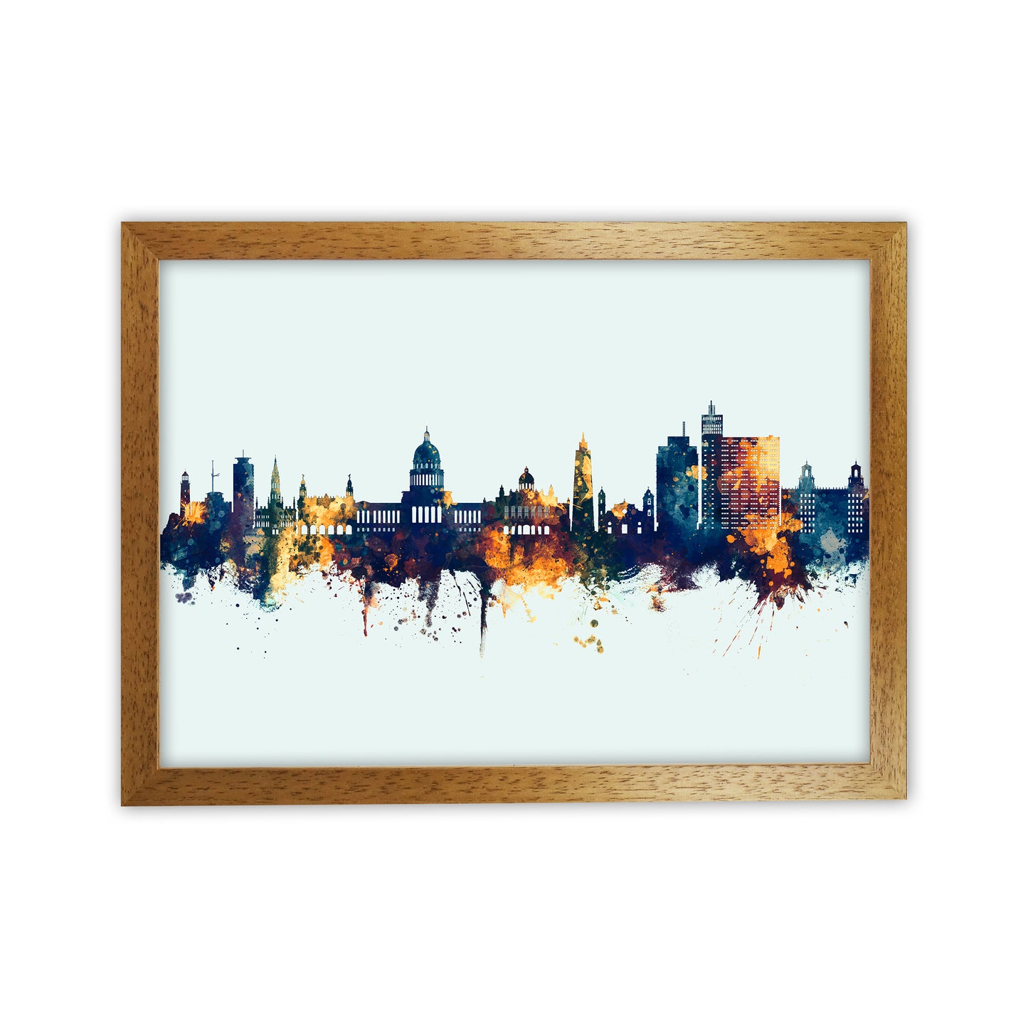 Havana Cuba Skyline Blue Orange Art Print by Michael Tompsett Oak Grain