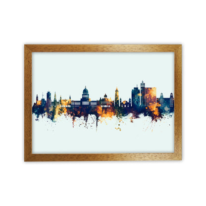Havana Cuba Skyline Blue Orange Art Print by Michael Tompsett Oak Grain