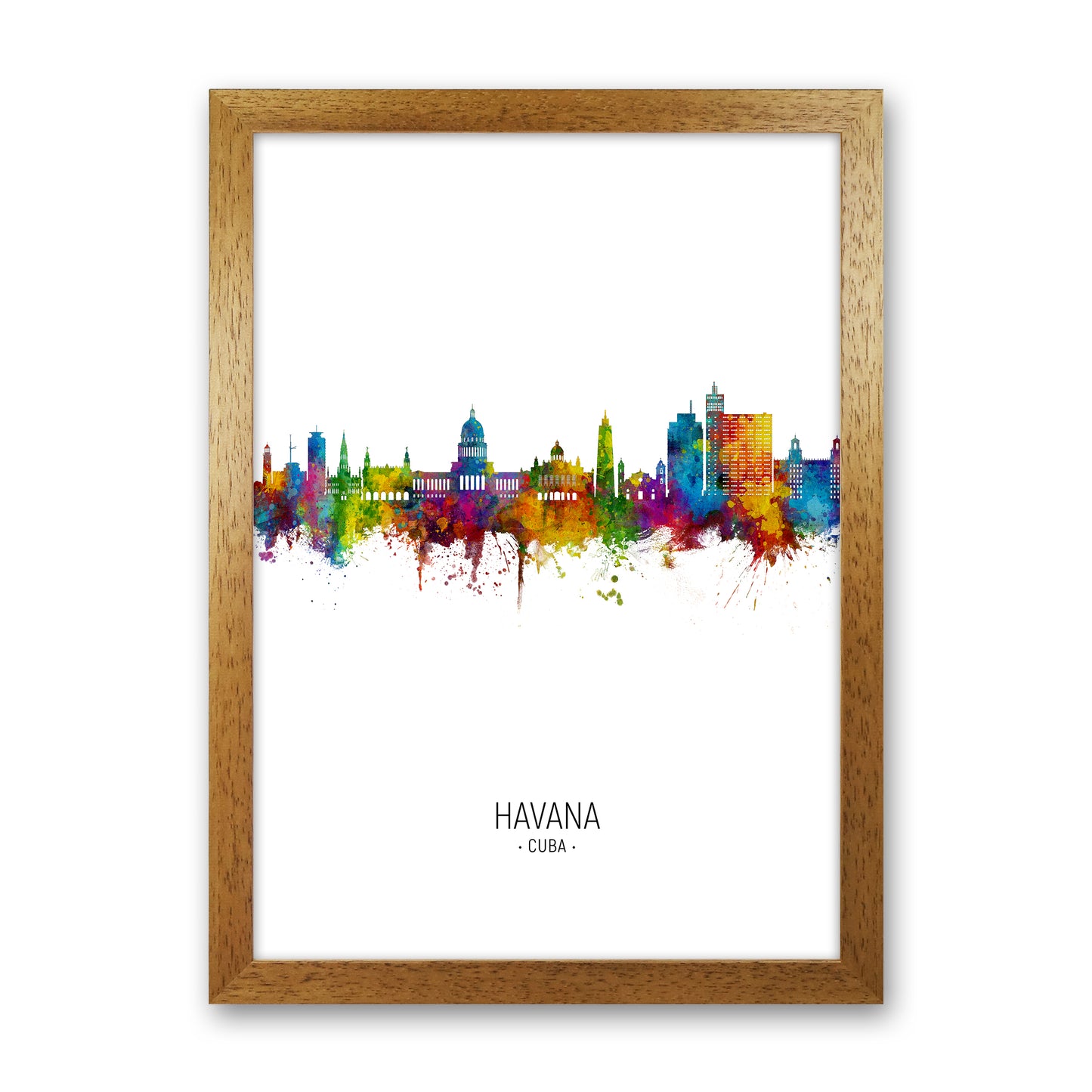 Havana Cuba Skyline Portrait Art Print by Michael Tompsett Oak Grain