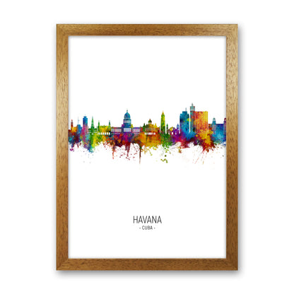 Havana Cuba Skyline Portrait Art Print by Michael Tompsett Oak Grain
