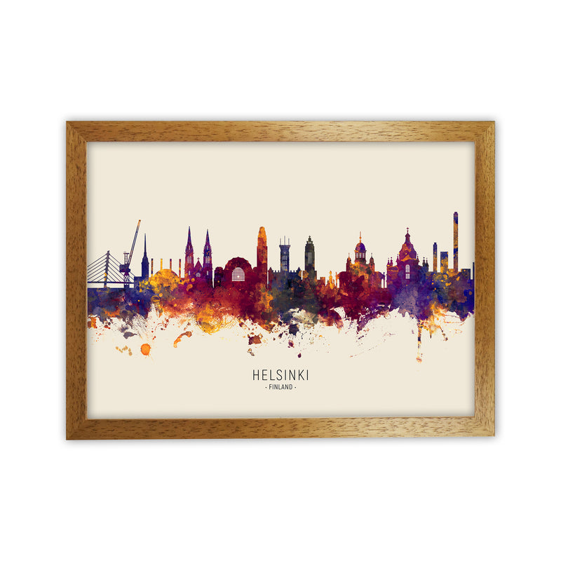 Helsinki Finland Skyline Autumn City Name Art Print by Michael Tompsett Oak Grain