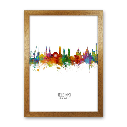 Helsinki Finland Skyline Portrait Art Print by Michael Tompsett Oak Grain