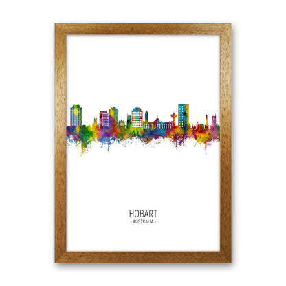 Hobart Australia Skyline Portrait Art Print by Michael Tompsett Oak Grain