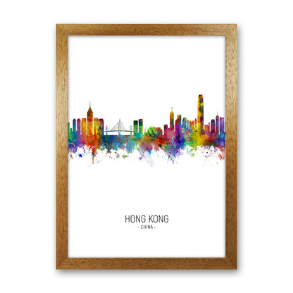 Hong Kong China Skyline Portrait Art Print by Michael Tompsett Oak Grain