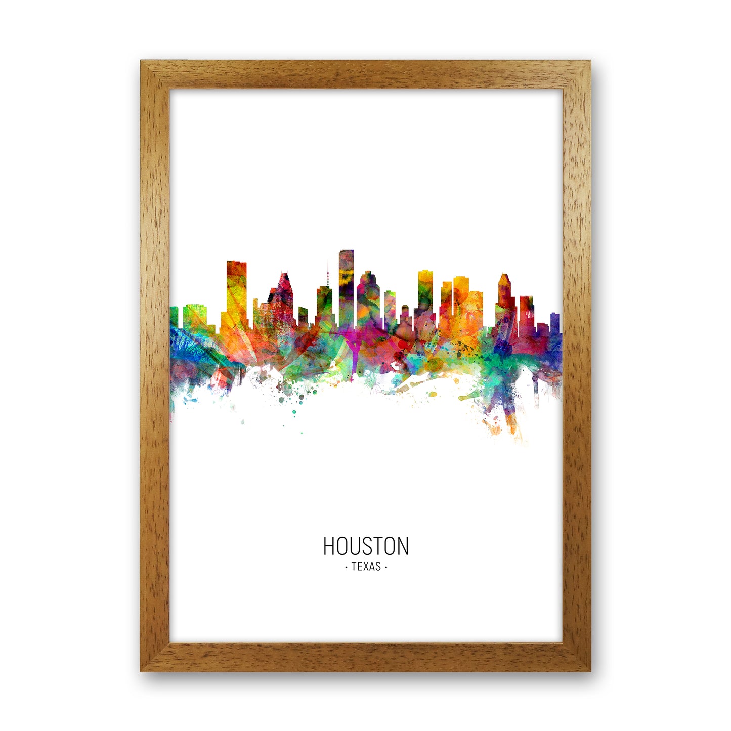 Houston Texas Skyline Portrait Art Print by Michael Tompsett Oak Grain