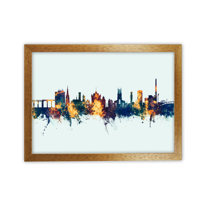 Huddersfield England Skyline Blue Orange Art Print by Michael Tompsett Oak Grain