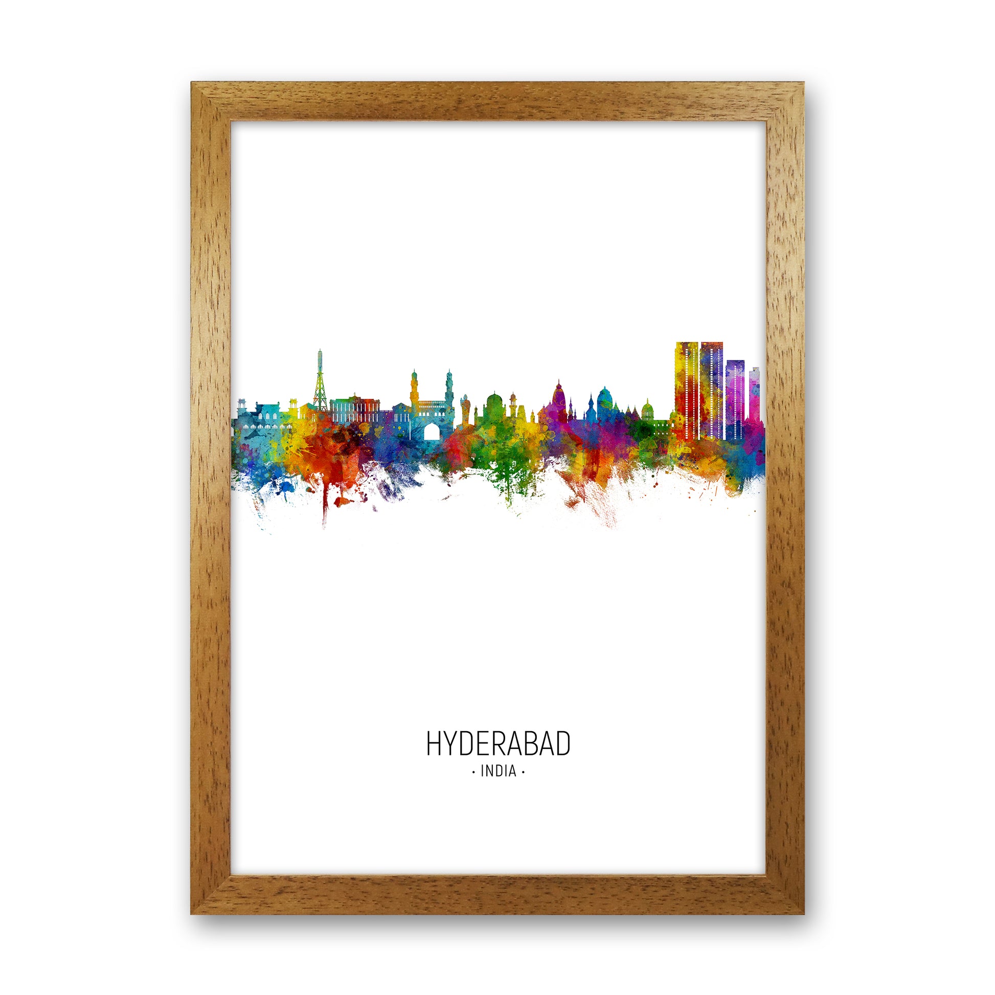 Hyderabad India Skyline Portrait Art Print by Michael Tompsett Oak Grain