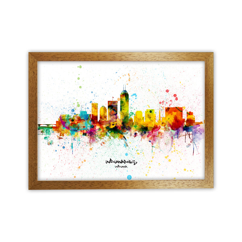 Indianapolis Indiana Skyline Splash Art Print by Michael Tompsett Oak Grain