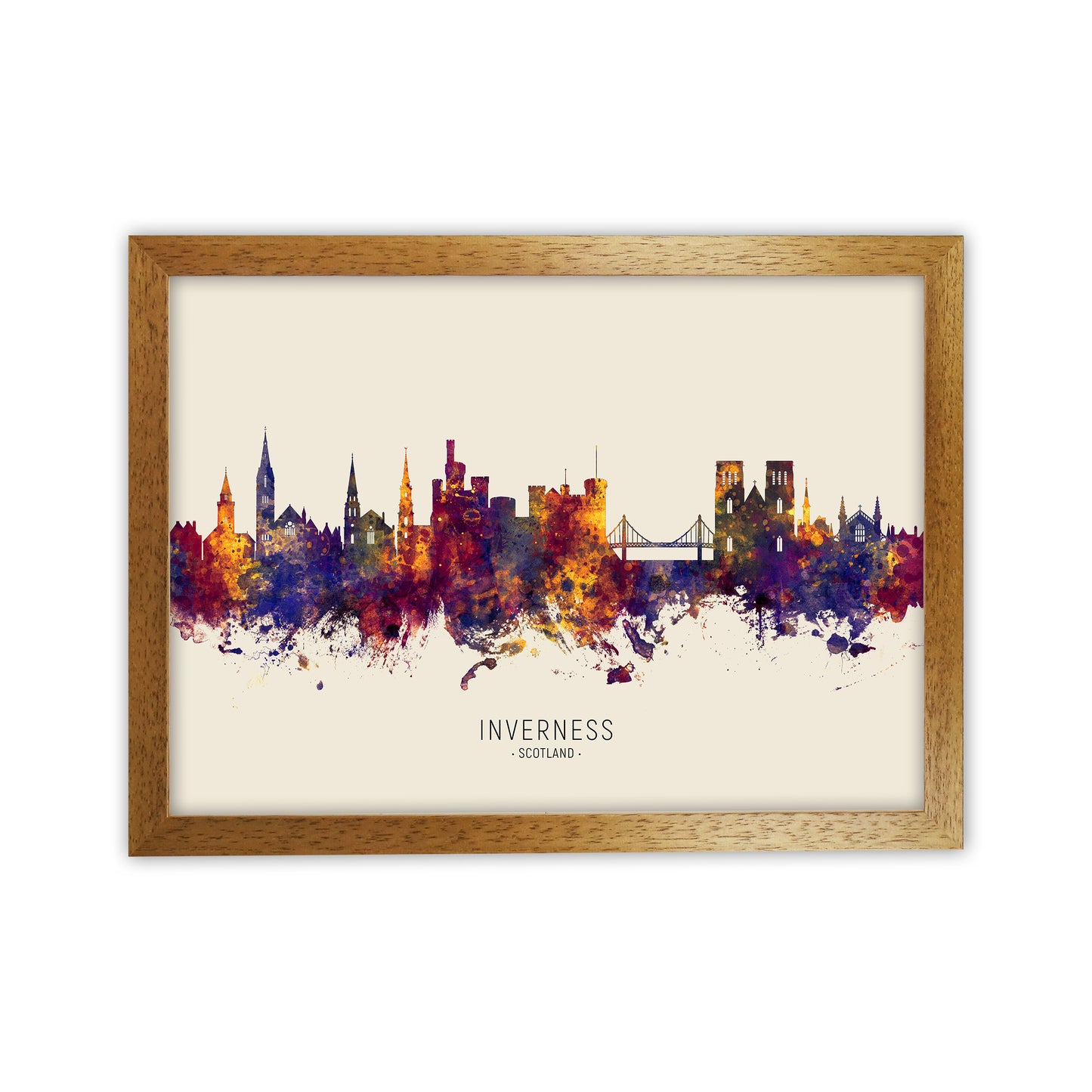 Inverness Scotland Skyline Autumn City Name Art Print by Michael Tompsett Oak Grain