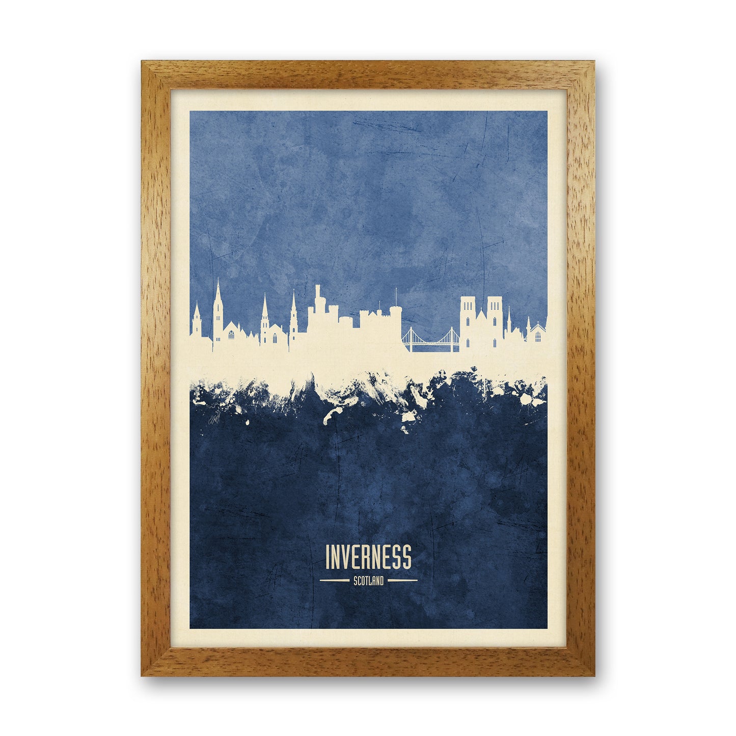 Inverness Scotland Skyline Portrait Navy Art Print by Michael Tompsett Oak Grain