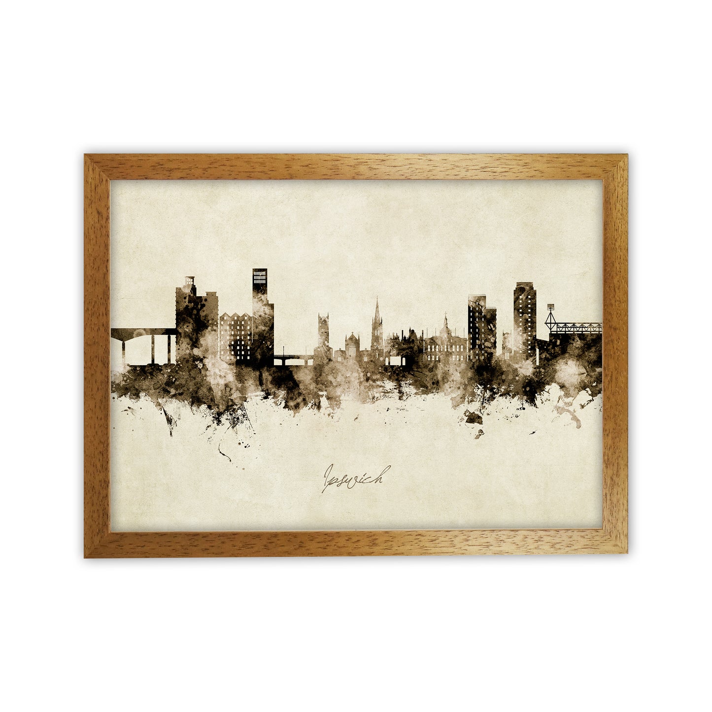 Ipswich England Skyline Vintage Art Print by Michael Tompsett Oak Grain