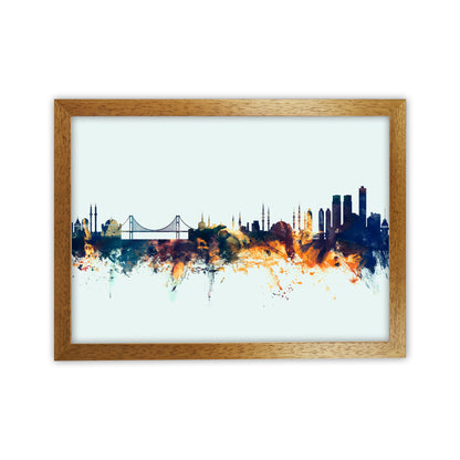 Istanbul Turkey Skyline Blue Orange Art Print by Michael Tompsett Oak Grain
