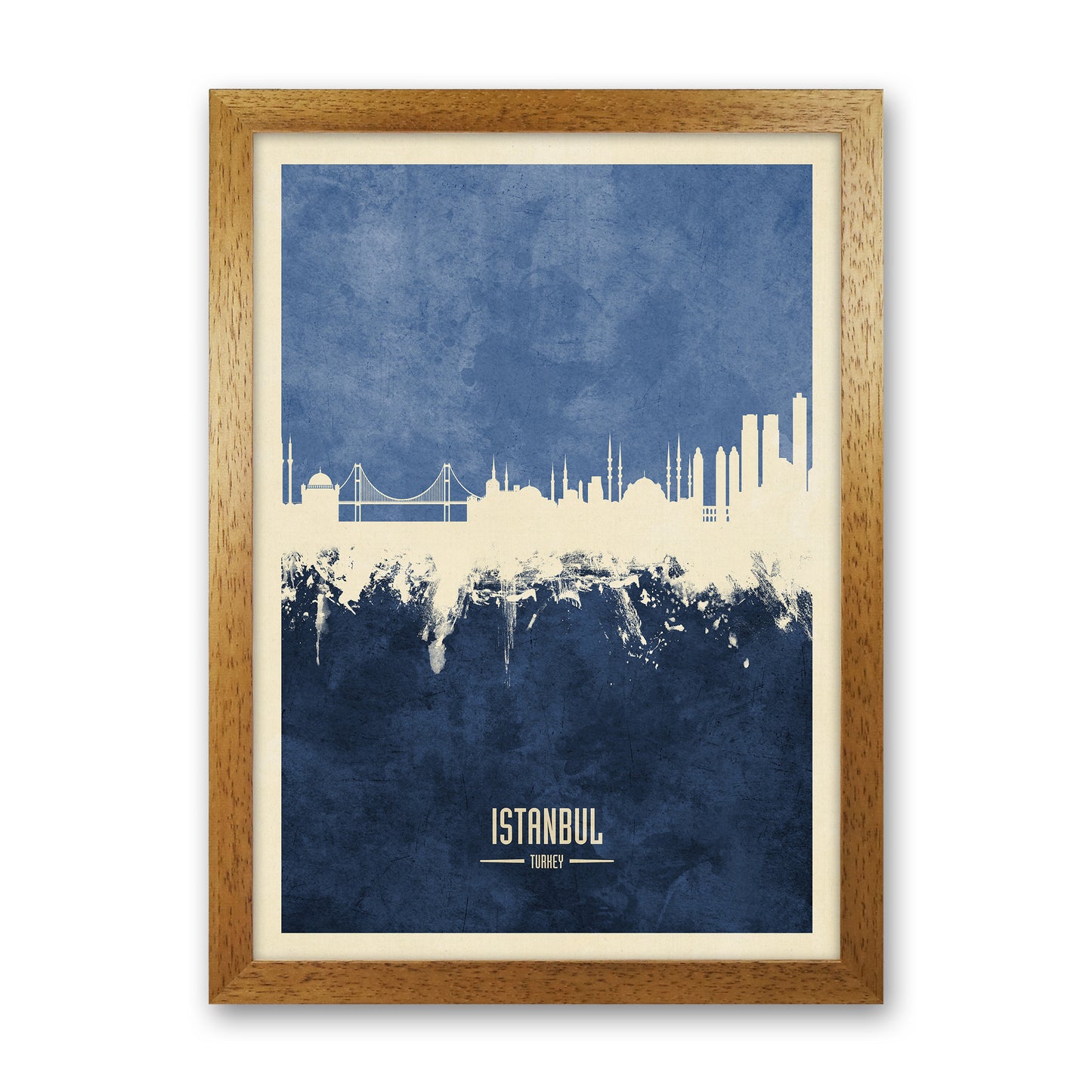 Istanbul Turkey Skyline Portrait Navy Art Print by Michael Tompsett Oak Grain