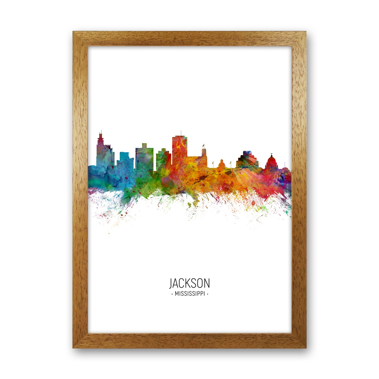 Jackson Mississippi Skyline Portrait Art Print by Michael Tompsett Oak Grain