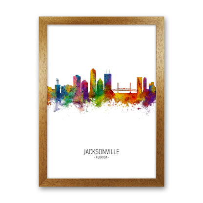 Jacksonville Florida Skyline Portrait Art Print by Michael Tompsett Oak Grain